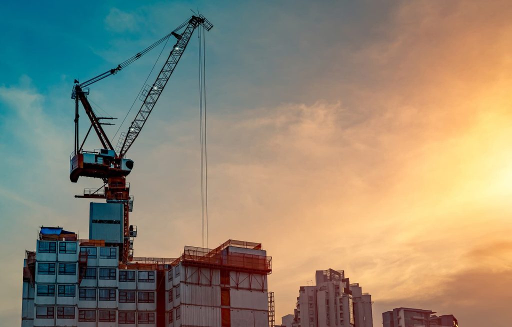 Switch business water - Construction site with crane and building